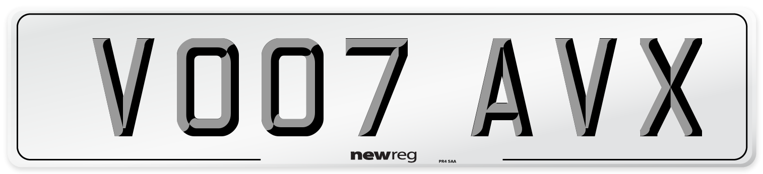 VO07 AVX Number Plate from New Reg